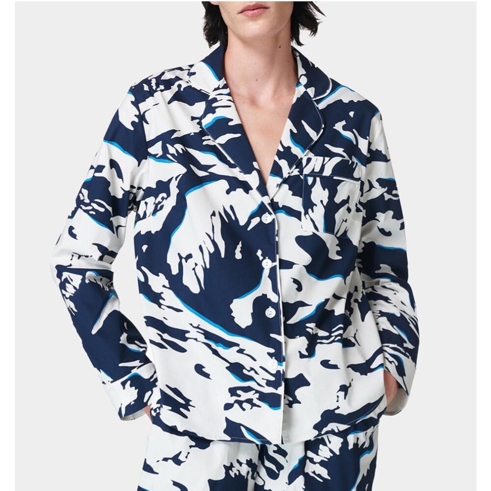 Sweaty Betty Blue Peaks Print Restful Sleep Long Sleeve Pyjama Shirt